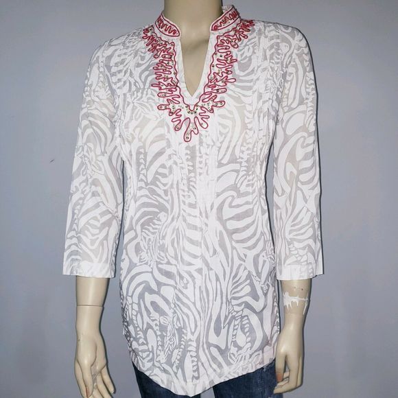 Lily Pulitzer Sarasota Tunic Resort White Blouse - Picture 1 of 12